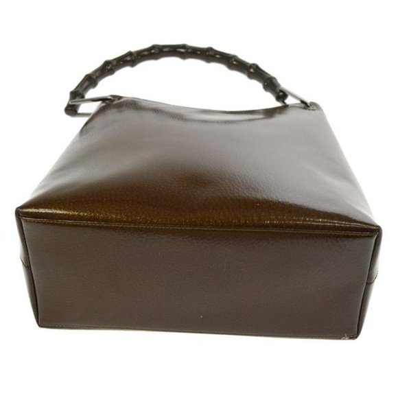 Gucci Vintage Brown Satchel Speckled And Glossy Leather With Bamboo - Picture 3 of 12